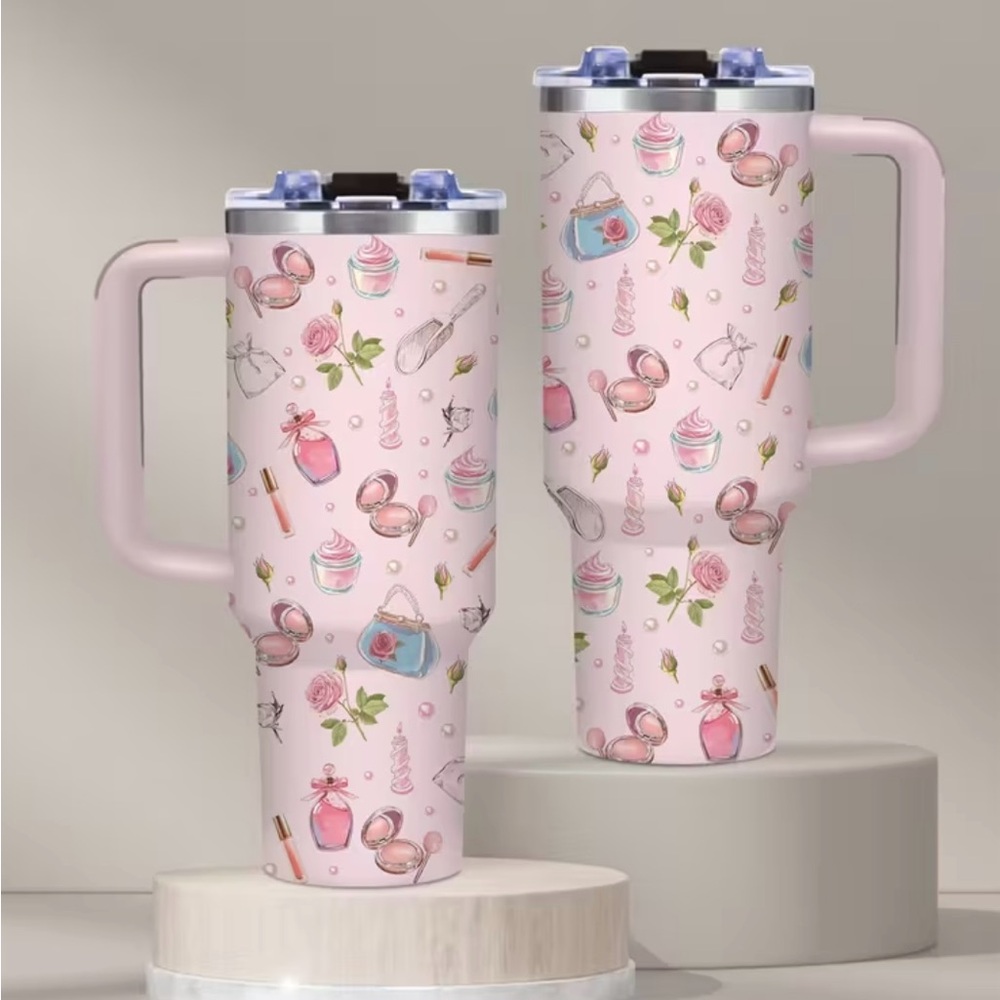 {NIB} Pink Girly Print Tumbler 40oz Hot/Cold